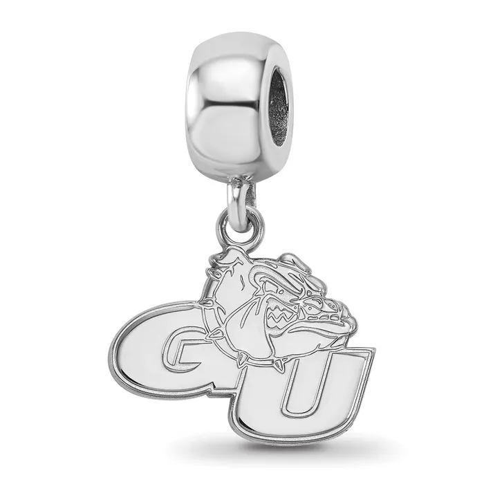 TreasureFineJewelers Sterling Silver Rhodiumplated LogoArt Gonzaga University GU Bulldog Small Dangle Bead Charm Rings