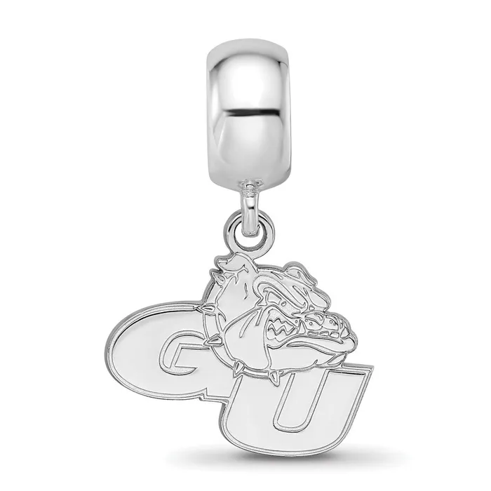TreasureFineJewelers Sterling Silver Rhodiumplated LogoArt Gonzaga University GU Bulldog Small Dangle Bead Charm Rings