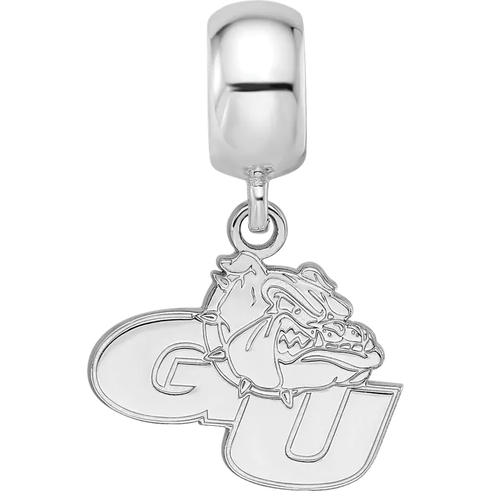 TreasureFineJewelers Sterling Silver Rhodiumplated LogoArt Gonzaga University GU Bulldog Small Dangle Bead Charm Rings