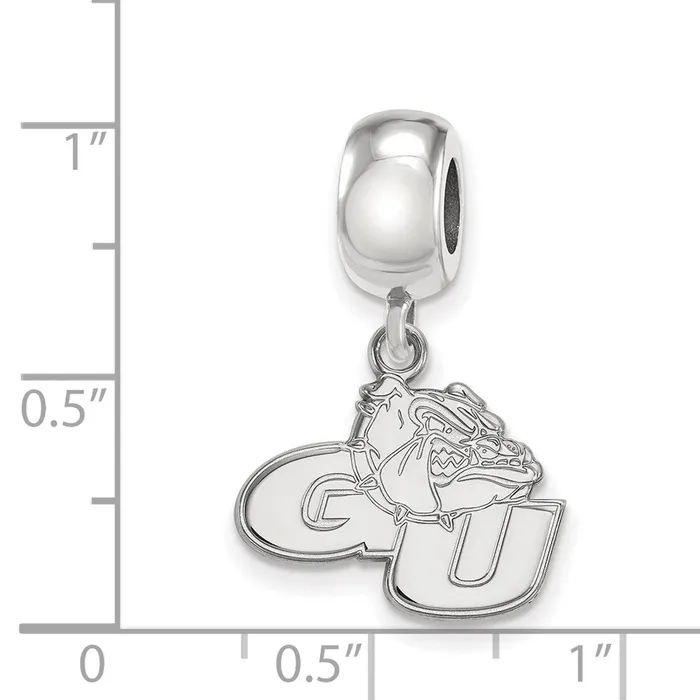 TreasureFineJewelers Sterling Silver Rhodiumplated LogoArt Gonzaga University GU Bulldog Small Dangle Bead Charm Rings