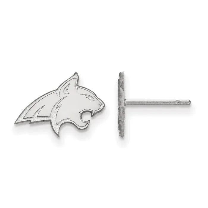 TreasureFineJewelers Sterling Silver Rhodiumplated Montana State University Bobcat Extra Small Post Earrings Earrings
