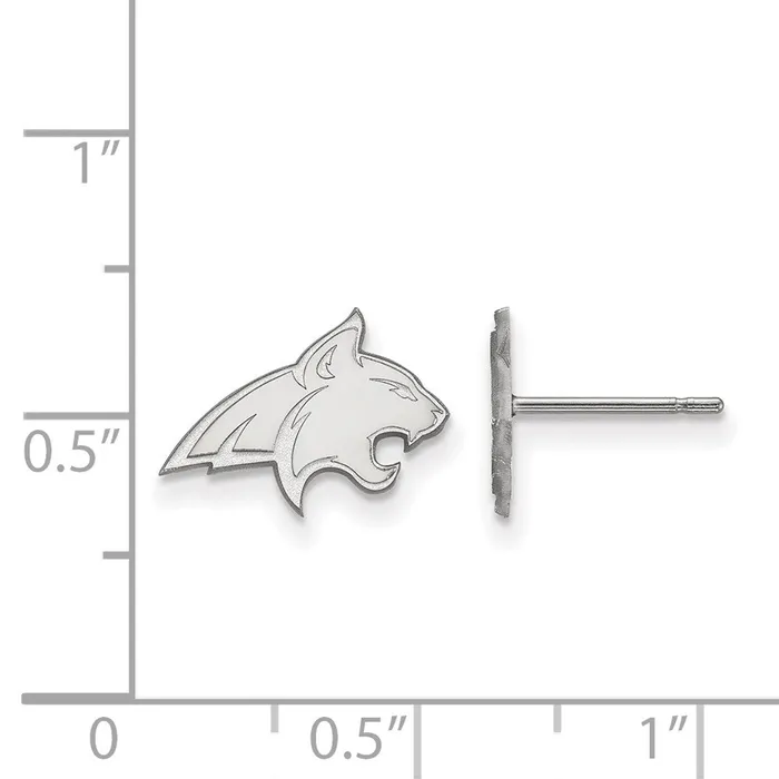 TreasureFineJewelers Sterling Silver Rhodiumplated Montana State University Bobcat Extra Small Post Earrings Earrings