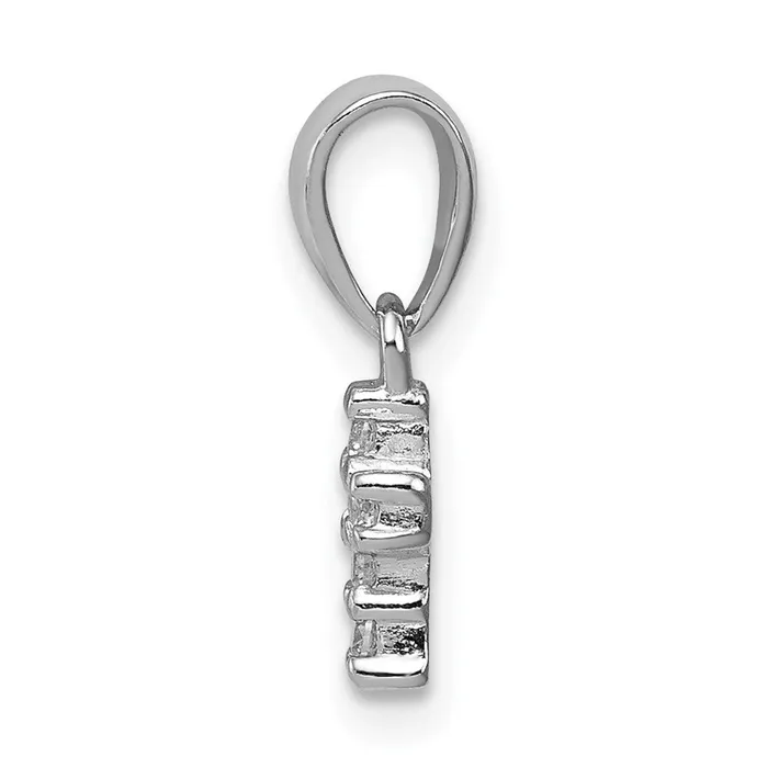 TreasureFineJewelers Sterling Silver Rhodiumplated Polished CZ Cross Pendant Necklaces