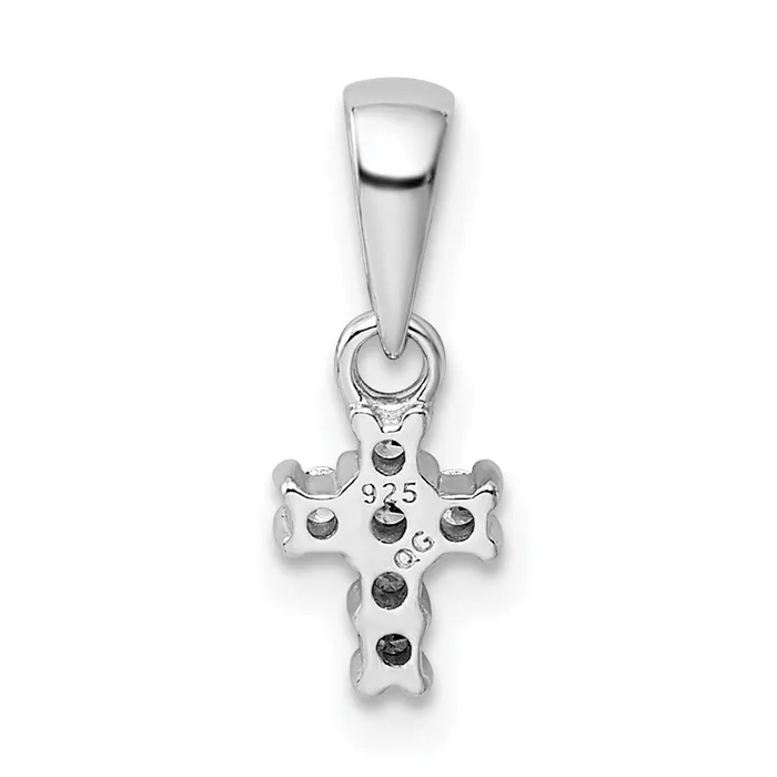TreasureFineJewelers Sterling Silver Rhodiumplated Polished CZ Cross Pendant Necklaces
