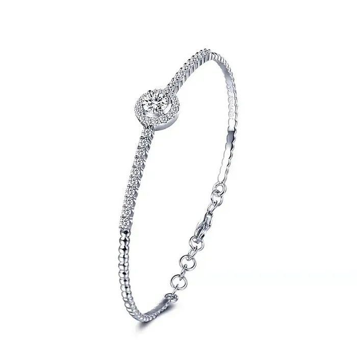 Trendolla Jewelry Bracelets Round Open Moissanite Bracelet
