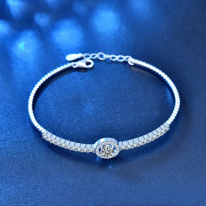 Trendolla Jewelry Bracelets Round Open Moissanite Bracelet