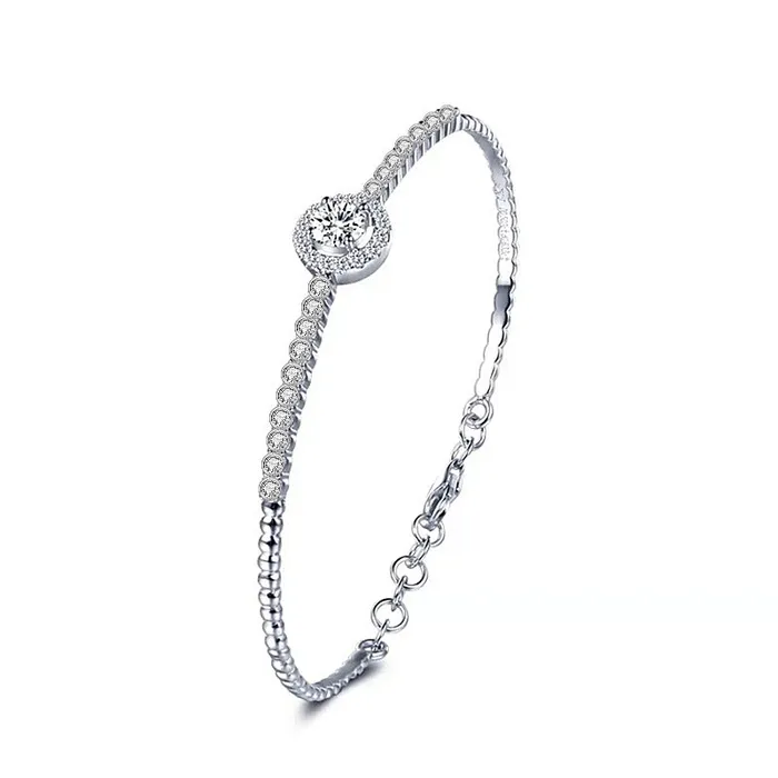 Trendolla Jewelry Bracelets Round Open Moissanite Bracelet