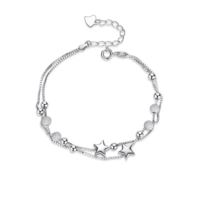 Trendolla Jewelry Bracelets S925 Silver Double Layer Star Bracelet