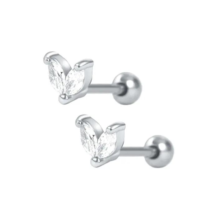 Trendolla Jewelry Earrings Leaf Piercing Barbell Earrings Ball Back Earrings Sleeper Earrings
