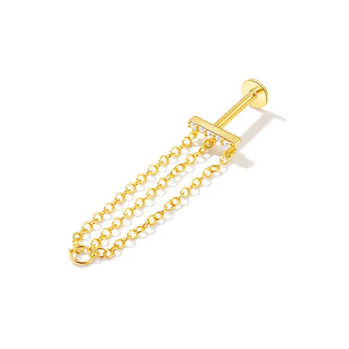 Trendolla Jewelry Earrings Long Chain Delicate Flat Back Stud Earrings