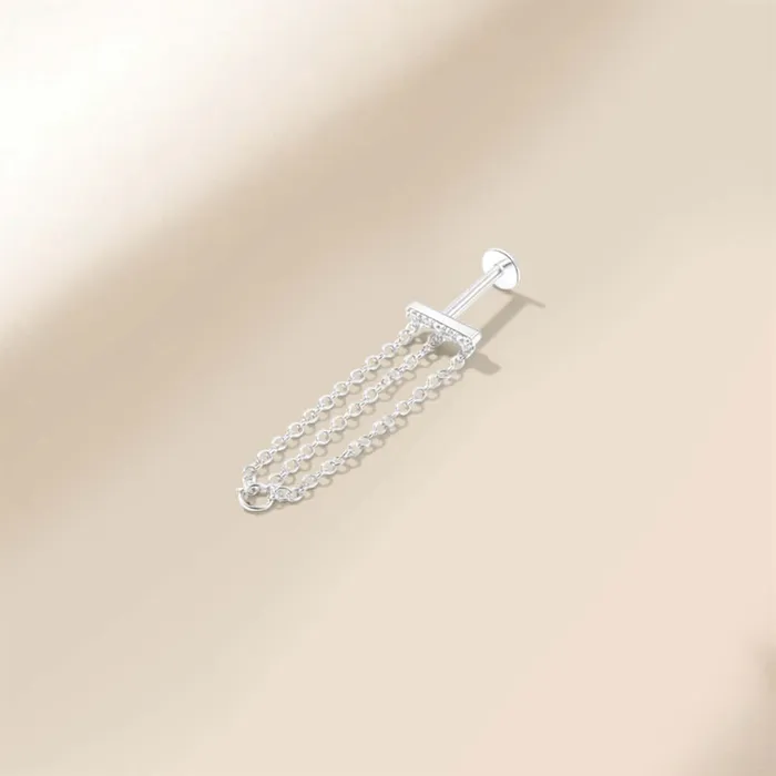 Trendolla Jewelry Earrings Long Chain Delicate Flat Back Stud Earrings