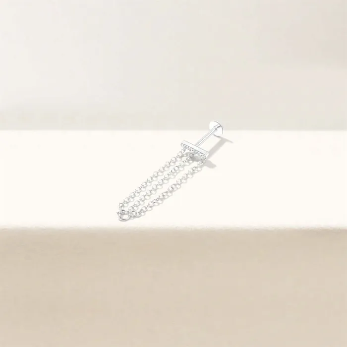 Trendolla Jewelry Earrings Long Chain Delicate Flat Back Stud Earrings