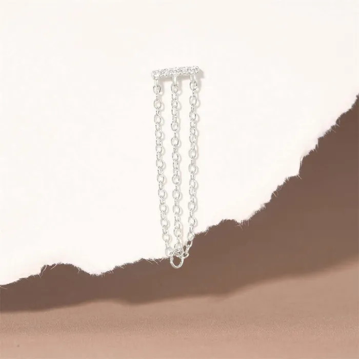 Trendolla Jewelry Earrings Long Chain Delicate Flat Back Stud Earrings