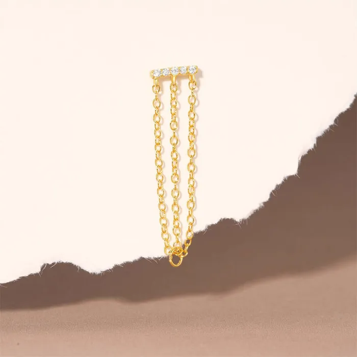 Trendolla Jewelry Earrings Long Chain Delicate Flat Back Stud Earrings