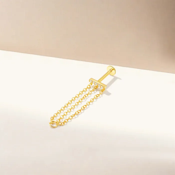 Trendolla Jewelry Earrings Long Chain Delicate Flat Back Stud Earrings
