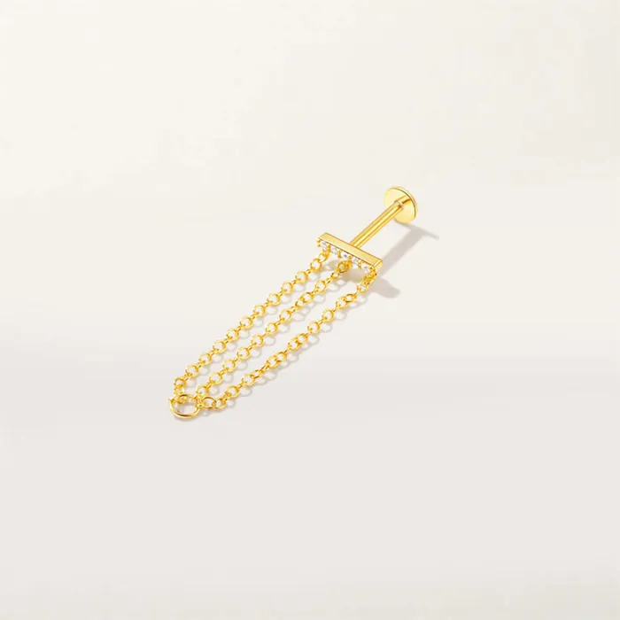 Trendolla Jewelry Earrings Long Chain Delicate Flat Back Stud Earrings