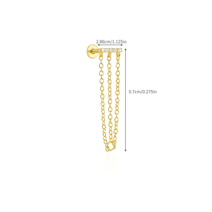 Trendolla Jewelry Earrings Long Chain Delicate Flat Back Stud Earrings