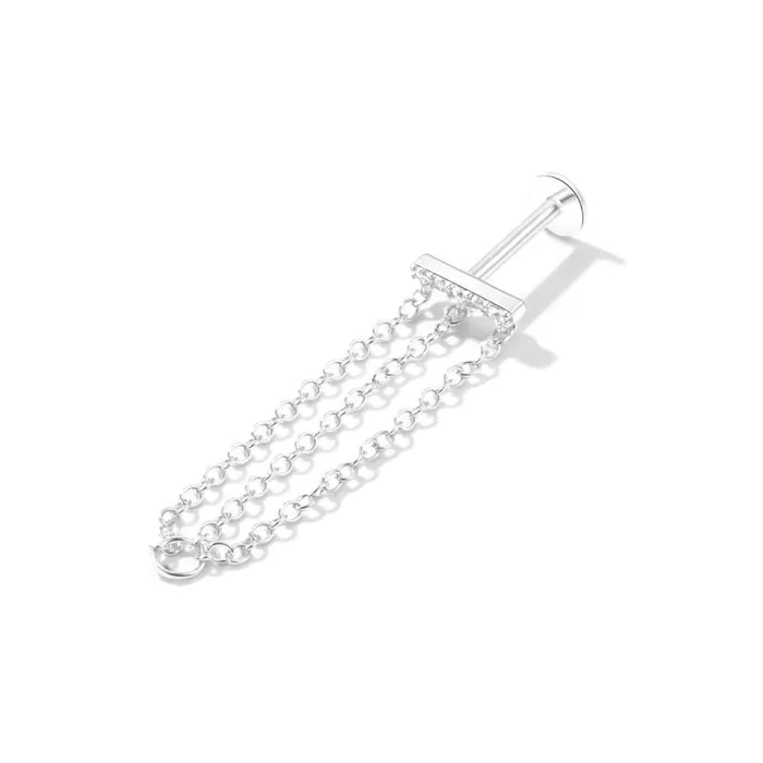 Trendolla Jewelry Earrings Long Chain Delicate Flat Back Stud Earrings