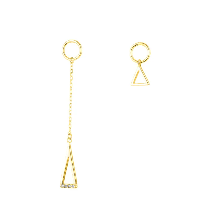 Trendolla Jewelry Earrings S925 Silver Asymmetric Circle Triangle Drop Earrings