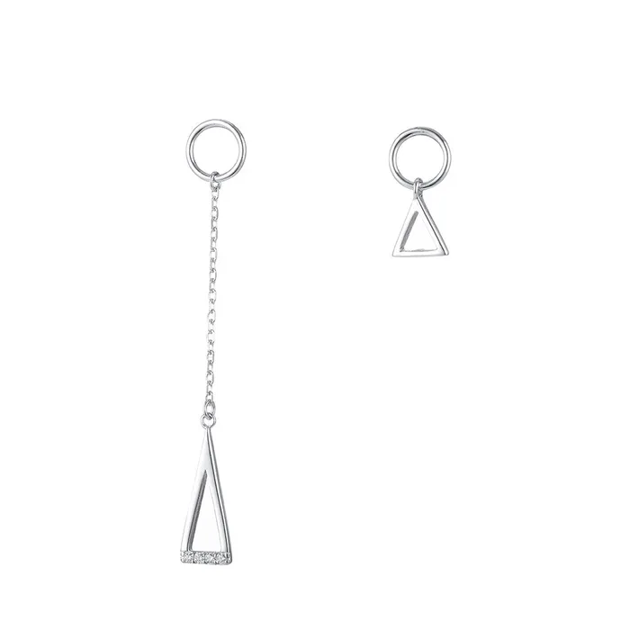 Trendolla Jewelry Earrings S925 Silver Asymmetric Circle Triangle Drop Earrings