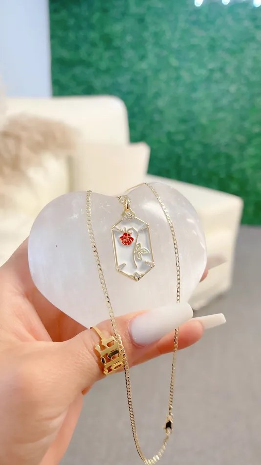 White Enchanted Rose Necklace MP Jewelry Necklaces