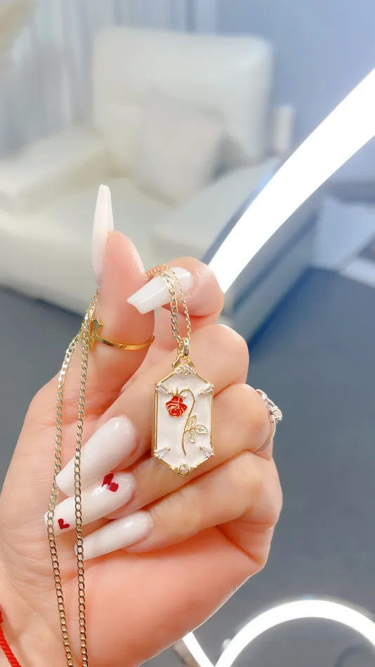 White Enchanted Rose Necklace MP Jewelry Necklaces