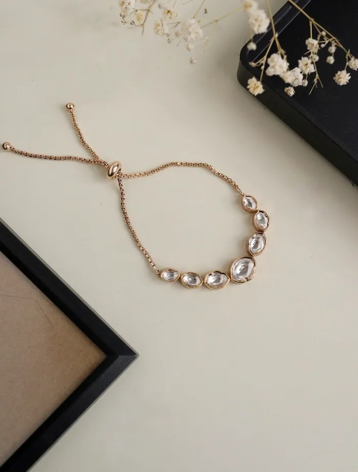 Curio Cottage Bridal Rose Gold and Polki Dainty Bracelet Bracelets Curio Cottage Bridal Rose Gold and Polki Dainty Bracelet Bracelets