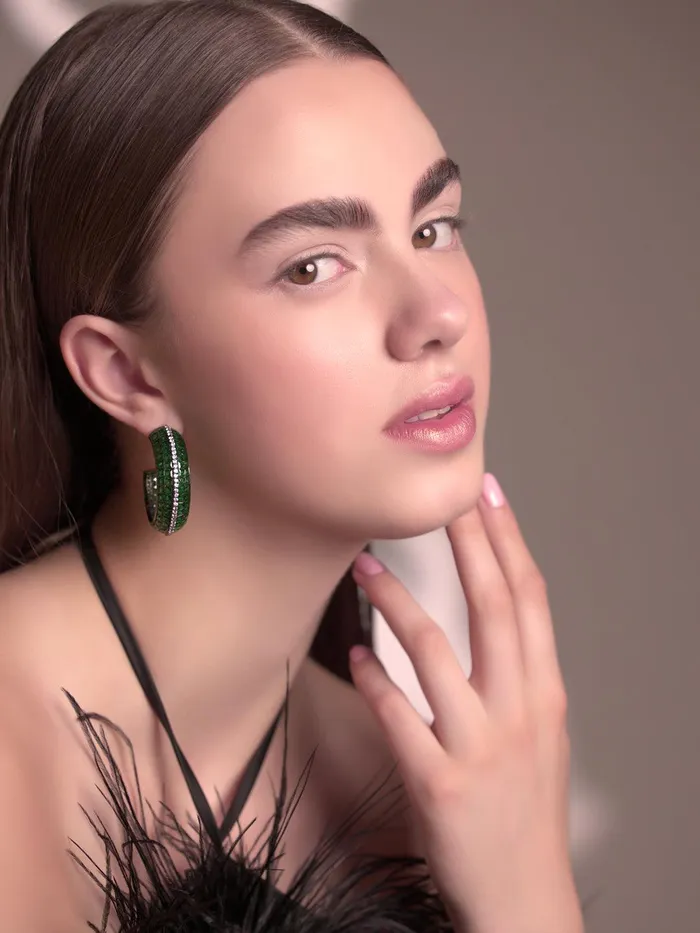 Curio Cottage Earrings Emerald Embrace CZ Hoop Earrings