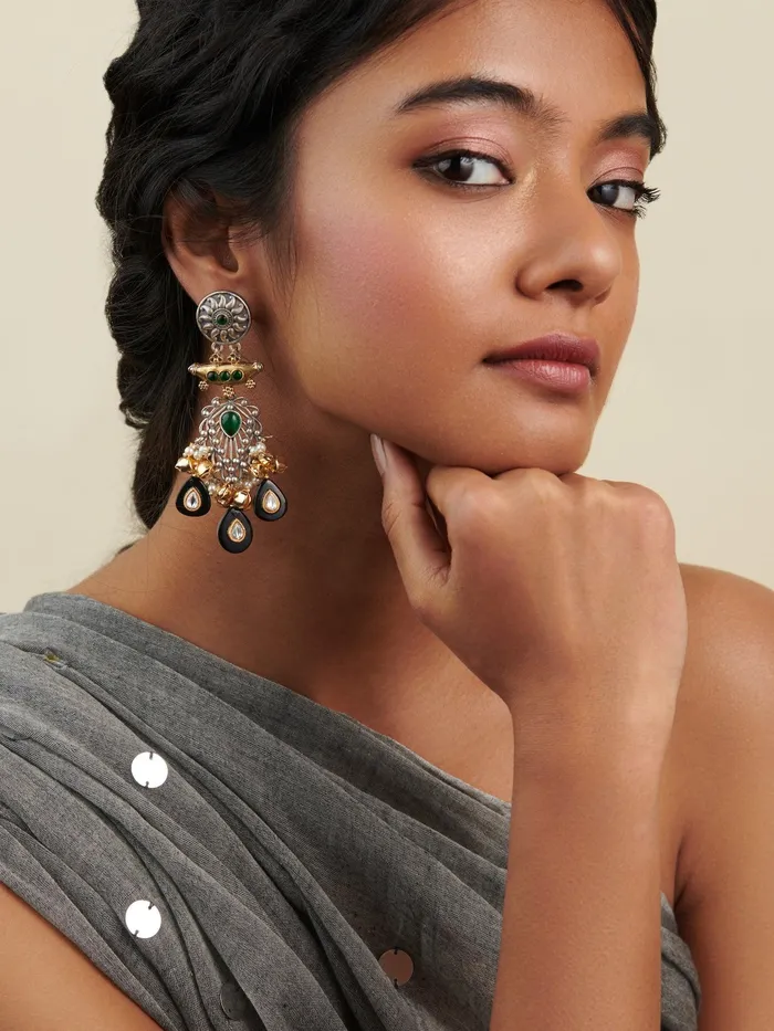 Curio Cottage Earrings The Gypsy Graceful Green and Onyx Earrings