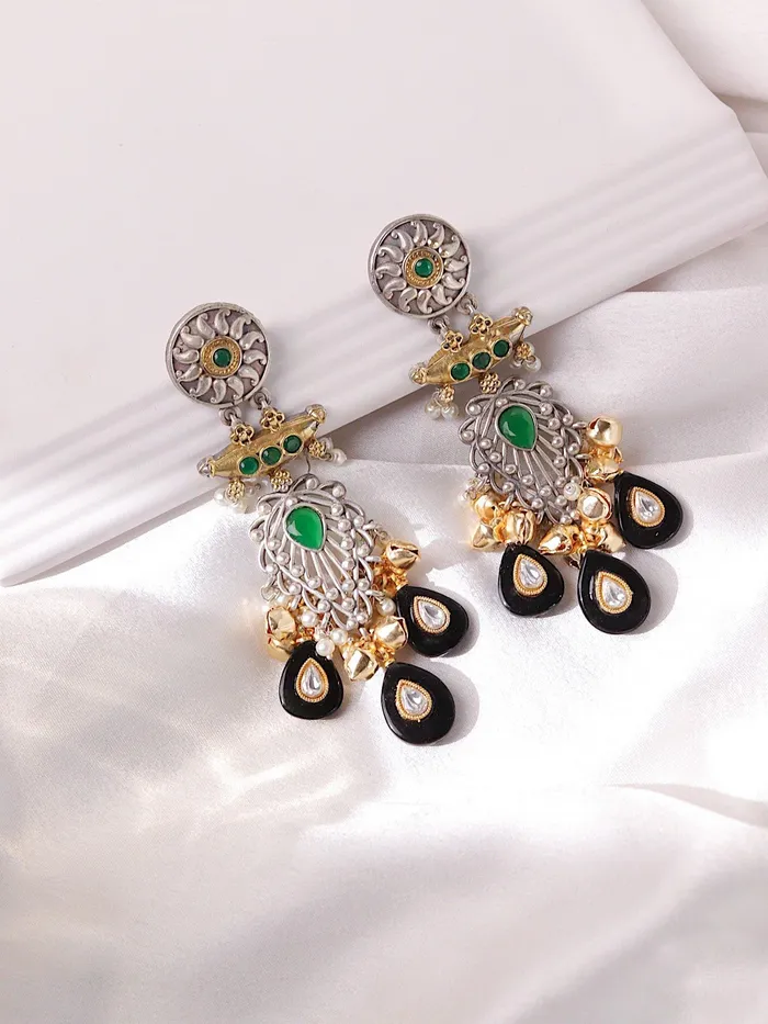 Curio Cottage Earrings The Gypsy Graceful Green and Onyx Earrings Curio Cottage Earrings The Gypsy Graceful Green and Onyx Earrings