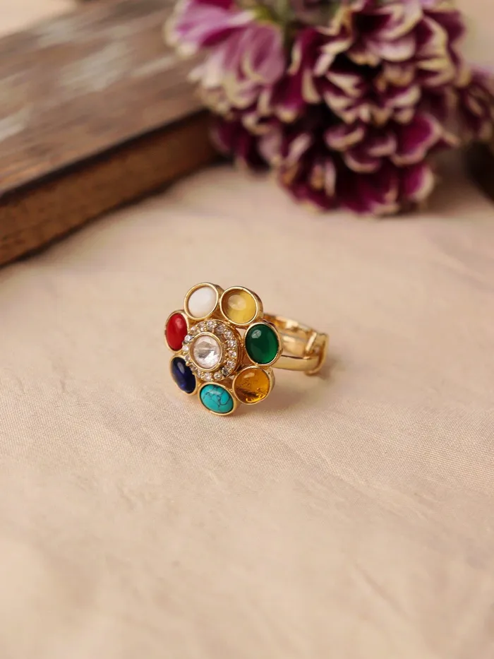 Curio Cottage Rings Meira Navratna Bloom Ring Curio Cottage Rings Meira Navratna Bloom Ring