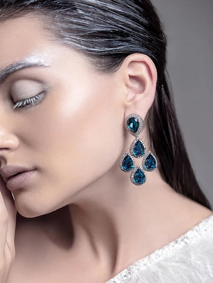 Earrings Curio Cottage Midnight Blue CZ Dangler Earrings