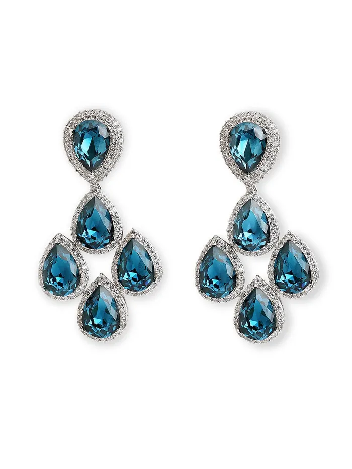 Earrings Curio Cottage Midnight Blue CZ Dangler Earrings Earrings Curio Cottage Midnight Blue CZ Dangler Earrings