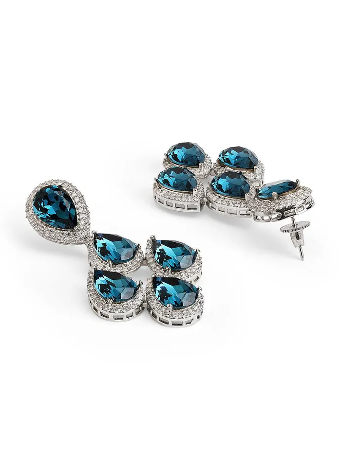 Earrings Curio Cottage Midnight Blue CZ Dangler Earrings Earrings Curio Cottage Midnight Blue CZ Dangler Earrings