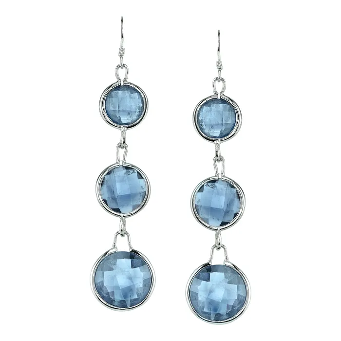 Earrings Four Peaks Mining Co Three Stone Faceted Round Earrings Earrings Four Peaks Mining Co Three Stone Faceted Round Earrings