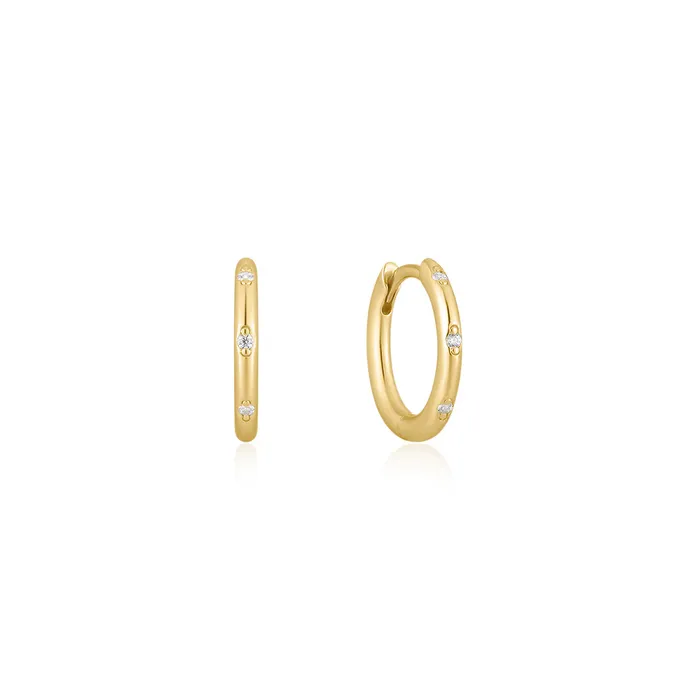 Eklexic PreStyled Sets Gold Plated Thin CZ Studded Huggies