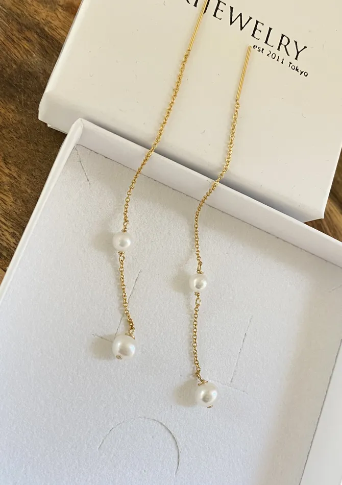 ERIJEWELRY Earrings Double Pearl Threader Earrings