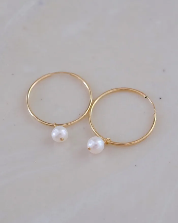ERIJEWELRY Earrings Pearl Point Hoops