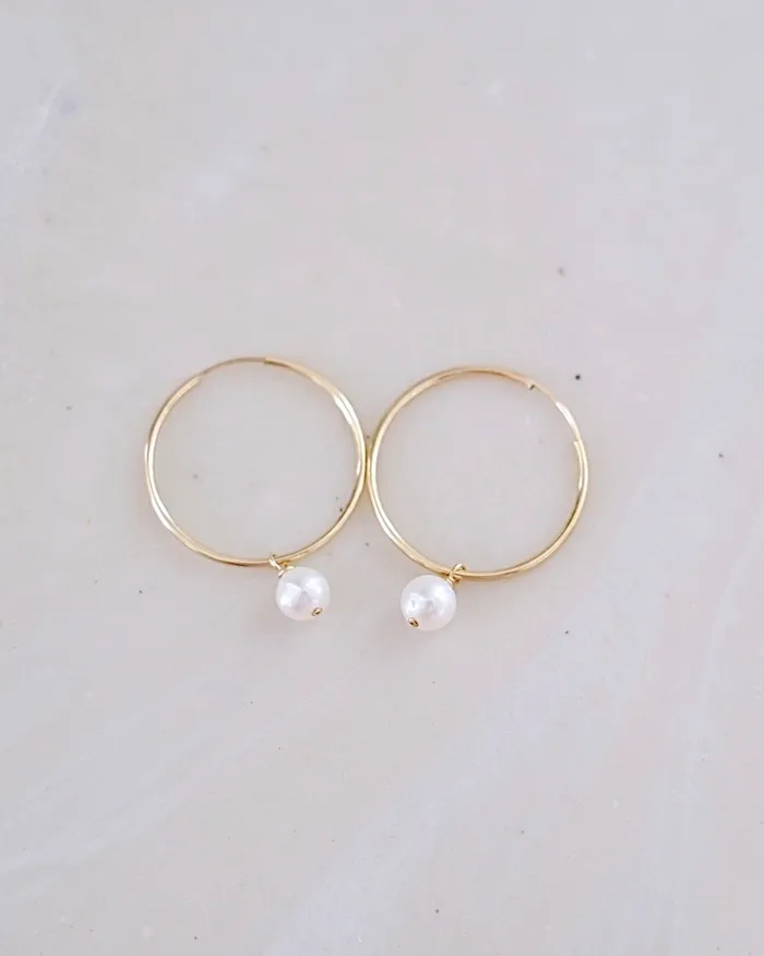 ERIJEWELRY Earrings Pearl Point Hoops ERIJEWELRY Earrings Pearl Point Hoops