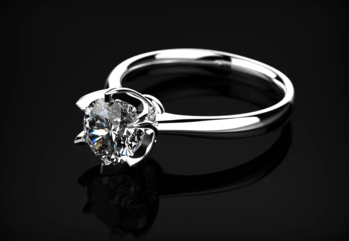 FL LLC Rings White Gold White Sapphire Engagement Ring White Gold White Sapphire White Gold White Sapphire Ring Diamond Alternative White Gold