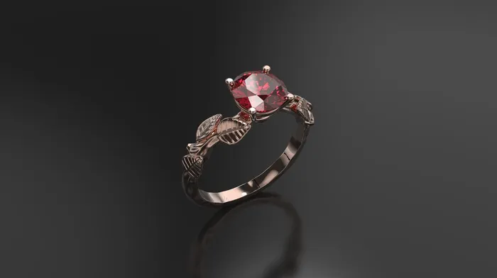 FL LLC Ruby Leaf Engagement Ring Rose Gold Engagement Ring Ruby Branch Ring Ruby Gold Rose Gold Ruby Ring Rings