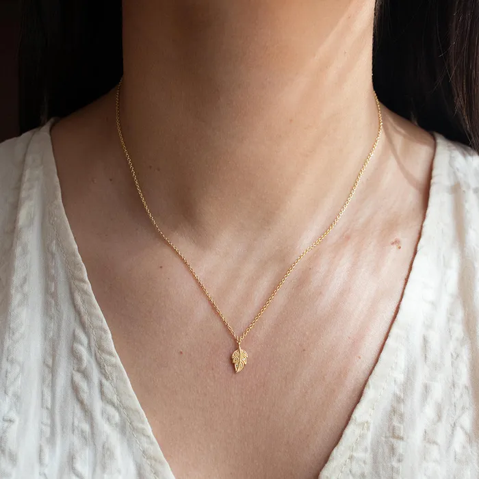 Gold Vermeil Leaf Necklace Tashi Necklaces