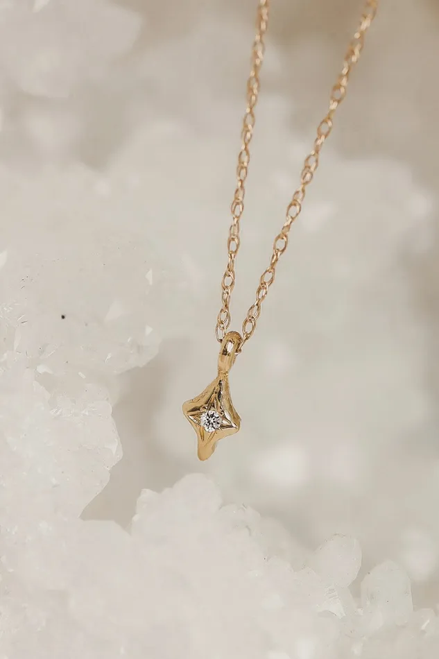 Lacee Alexandra Jewelry Necklaces Solid Gold North Star Diamond Necklace Ready To Ship