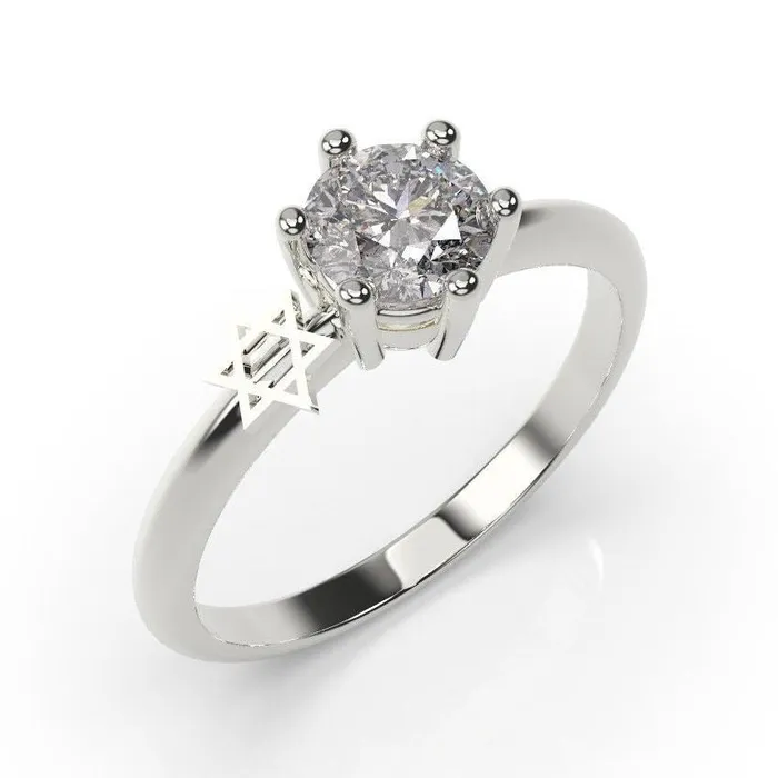 MyUniqueRing Rings Star of David Ring Jewish Engagement Ring White