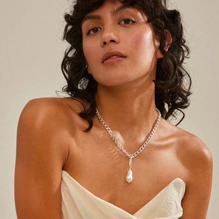 Pearl Silver Plated Charm Pilgrim Charm Necklaces