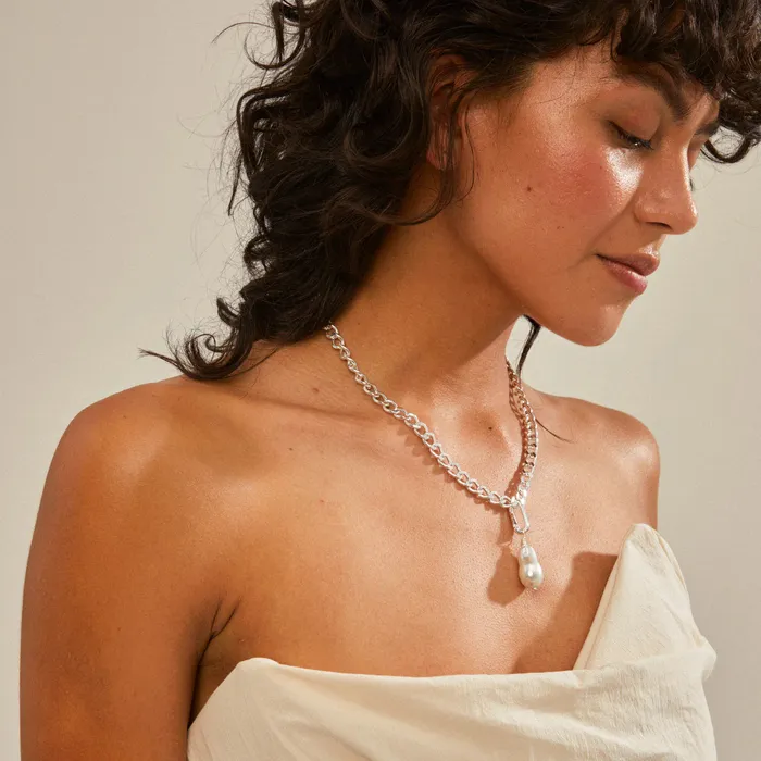 Pearl Silver Plated Charm Pilgrim Charm Necklaces