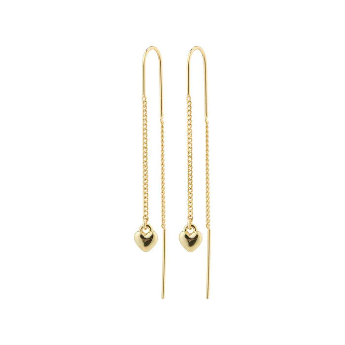 Pilgrim Earrings Afroditte Gold Plated Heart Pull Through Earrings