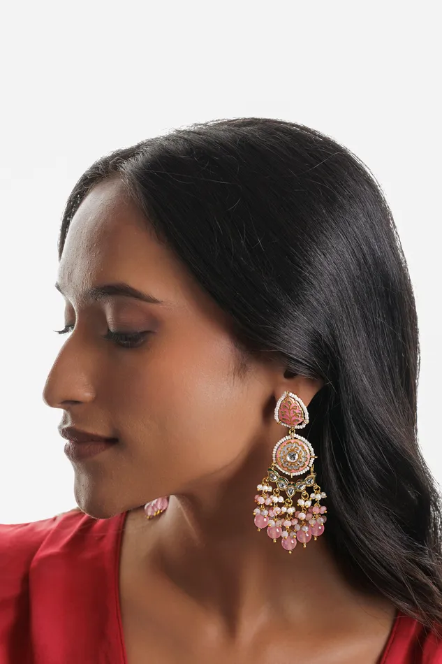 Pink Spring Enamel Dangler Earrings Curio Cottage Earrings