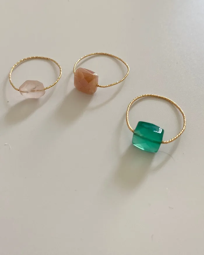 Rings ERIJEWELRY Green onyx Square Daily Serenity Ring
