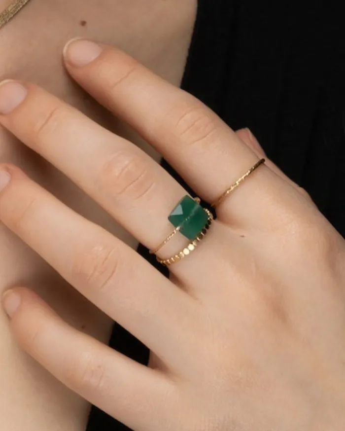 Rings ERIJEWELRY Green onyx Square Daily Serenity Ring